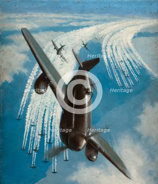 Fighter aircraft escort, between 1939 and 1946. Creators: Central Office of Information, Roy Anthony Nockolds.