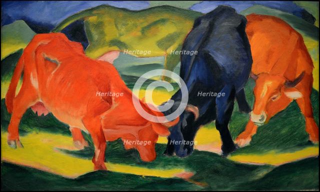 Fighting Cows, 1911. Creator: Marc, Franz (1880-1916).