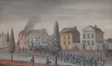 Fighting a Fire, 1870s. Creator: William P. Chappel