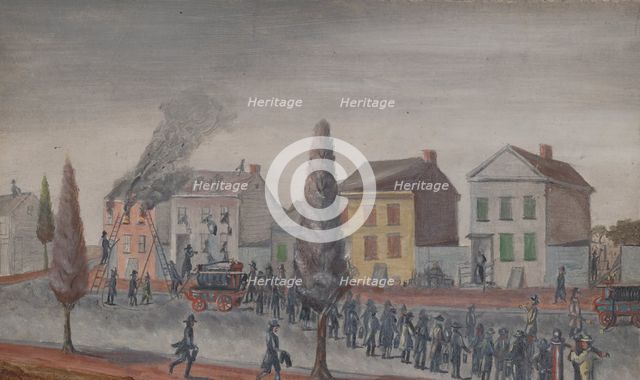 Fighting a Fire, 1870s. Creator: William P. Chappel.