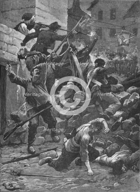 Fighting at the barricades in Paris, 1848 (1906). Artist: Unknown.