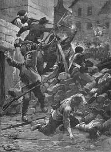 Fighting at the barricades in Paris, 1848 (1906)