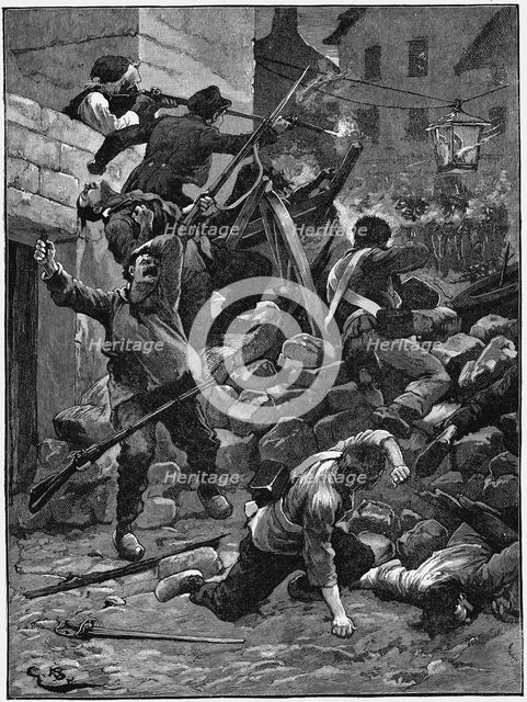 Fighting at the barricades, The July Monarchy, France, 1848 (c1885). Artist: Unknown