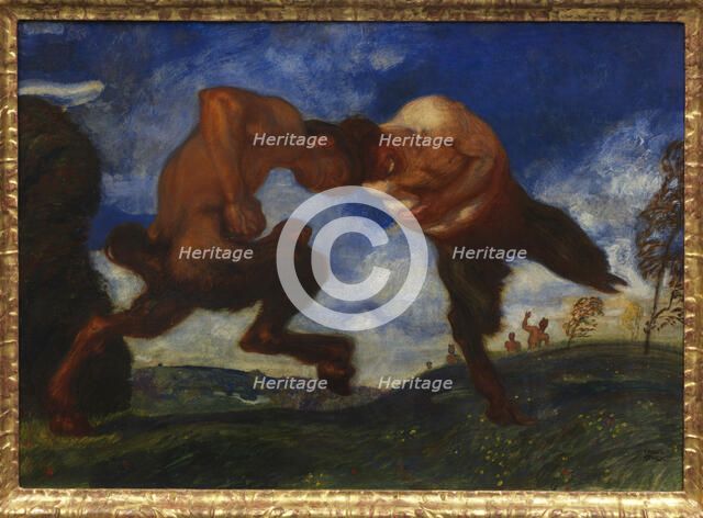 Fighting fauns, 1898. Creator: Stuck, Franz, Ritter von (1863-1928).