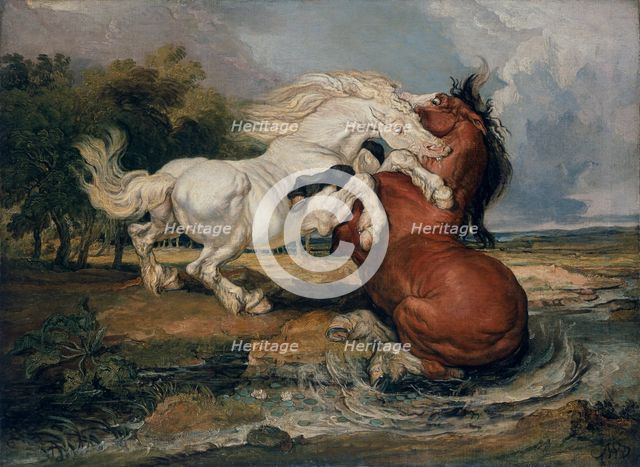 'Fighting horses', 1808. Creator: James Ward.