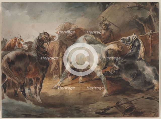 Fighting Horses, c. 1820. Creator: Théodore Géricault (French, 1791-1824).