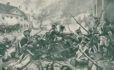 Fighting In The Streets of Essling 1809, (1896)