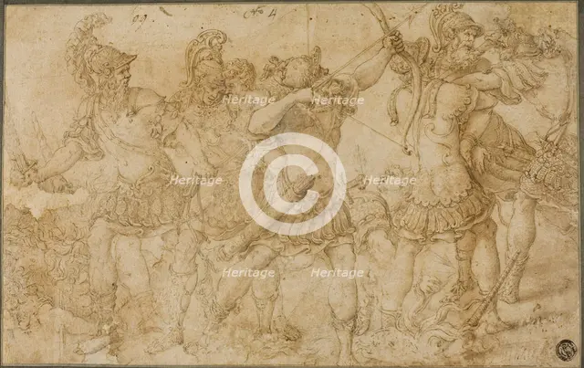 Fighting Warriors, c.1540. Creator: Unknown.