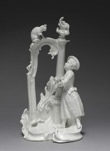 Figure of a Girl with Cat, c. 1770. Creator: Nymphenburg Porcelain Factory (German, founded 1747); Dominicus Auliczek (German, 1734-1804), probably by