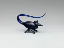 Figure of a Mouse in Deep Blue Glass, Iran, 19th century. Creator: Unknown