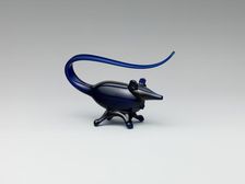 Figure of a Mouse in Deep Blue Glass, Iran, 19th century. Creator: Unknown