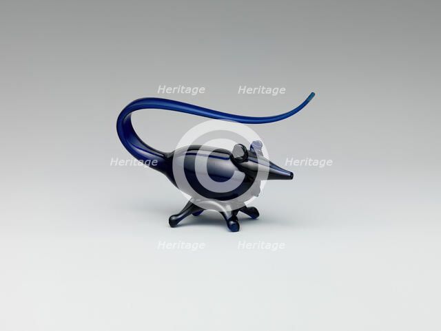 Figure of a Mouse in Deep Blue Glass, Iran, 19th century. Creator: Unknown.