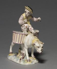 Figure of a Monkey on a Dog, c. 1745. Creator: Mennecy- Villeroy Factory (French)