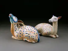 Figure of a reclining stag, c1680. Creator: Unknown