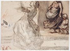 Figure of a Woman and Woman with Child, between 1808 and 1879. Creator: Honore Daumier