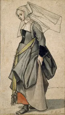 Figure of a young Englishwoman in contemporary dress, 1532-1543. Artist: Hans Holbein the Younger