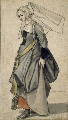 Figure of a young Englishwoman in contemporary dress, 1532-1543. Artist: Hans Holbein the Younger