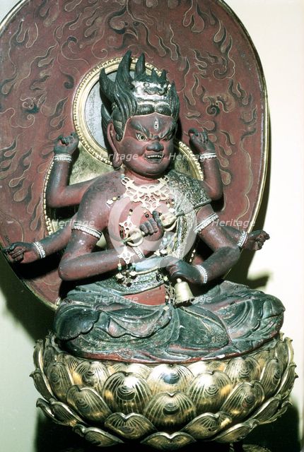 Figure of Aizen Myô-ô, a Buddhist adibuddha, Japanese. Artist: Unknown