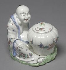 Figure of Budai or Hotei with Jar, c. 1735- 1740. Creator: Chantilly Porcelain Factory (French)
