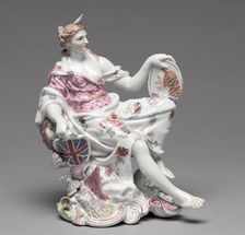 Figure of Britannia, c. 1750-60. Creator: Longton Hall Porcelain Factory (British); Vauxhall Porcelain Factory (British, 1751-1764), attributed to