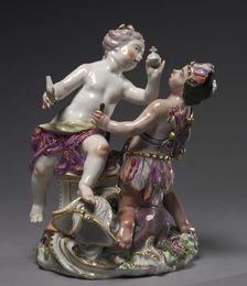 Figure of Europe and America from the Four Continents, c. 1760. Creator: Chelsea Porcelain Factory (British)
