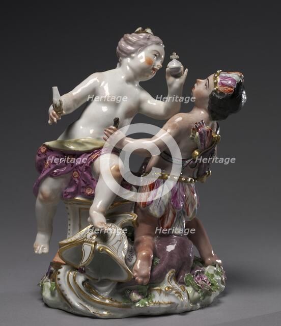 Figure of Europe and America from the Four Continents, c. 1760. Creator: Chelsea Porcelain Factory (British).