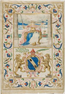 Figure of Justice and Shield with Lions Rampant, n.d. Creator: Unknown