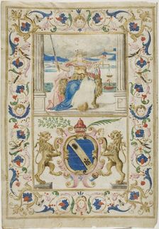 Figure of Justice and Shield with Lions Rampant, n.d. Creator: Unknown