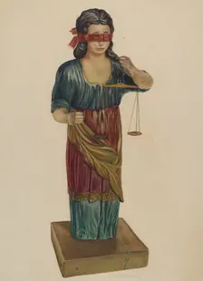 Figure of Justice, c. 1938. Creator: Elmer R. Kottcamp