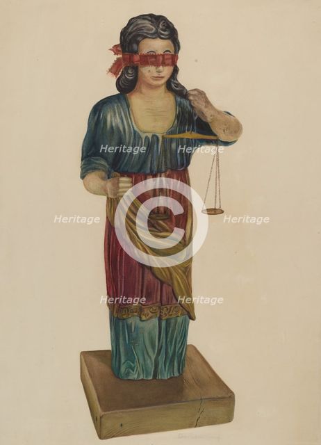 Figure of Justice, c. 1938. Creator: Elmer R. Kottcamp.
