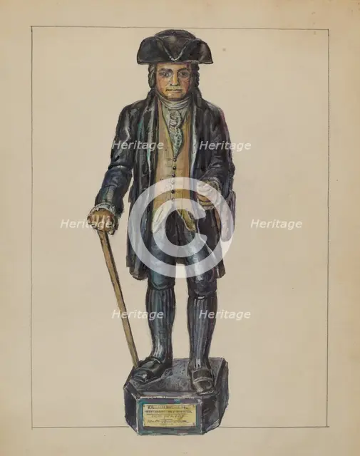 Figure of Knickerbocker, c. 1936. Creator: Gilbert Sackerman.
