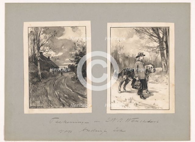 Figure on a country road and a girl with dog, in or before 1883-c.1904. Creator: Willem Wenckebach.