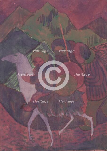 Figure on a horse, c1950. Creator: Shirley Markham.