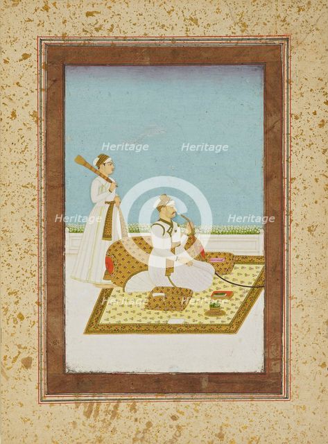 Figure on a terrace with a hookah, 18th-19th century. Artist: Unknown.
