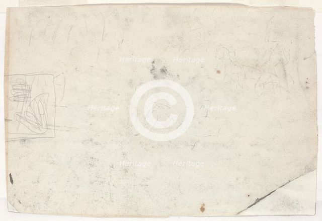 Figure on Horseback and Other Studies [verso], 1861. Creator: Winslow Homer.