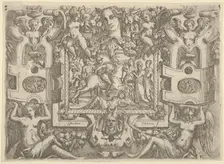 Figure on horseback holding a sword and riding over a figure lying on the ground, s..., ca. 1540-80. Creator: Battista del Moro