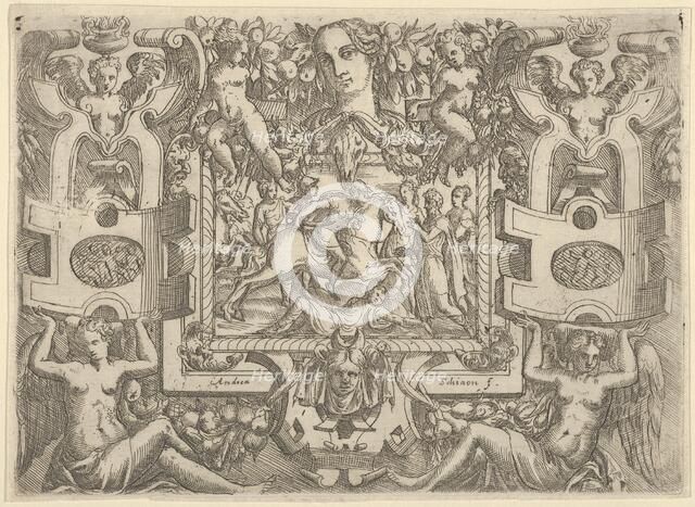 Figure on horseback holding a sword and riding over a figure lying on the ground, s..., ca. 1540-80. Creator: Battista del Moro.