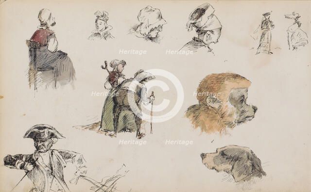Figure and animal studies, 1880. Creator: Marius Bauer.