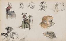 Figure and animal studies, 1880. Creator: Marius Bauer