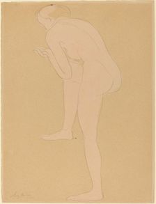 Figure Bending Forward with Right Knee Raised. Creator: Auguste Rodin
