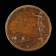 Figure beside a River [reverse], probably 1551. Creator: Pietro Paolo Galeotti