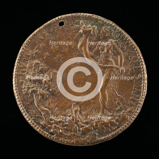 Figure Carrying a Cornucopia [reverse], 1552 or after. Creator: Pietro Paolo Galeotti.