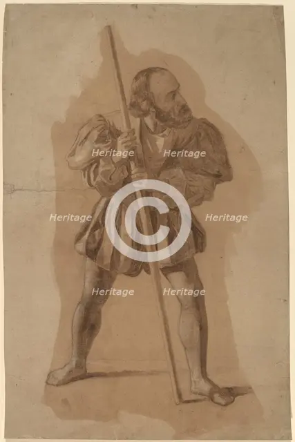 Figure Costume Study for Columbus Mural, Washington, D.C., in or after 1837. Creator: John Vanderlyn.