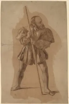 Figure Costume Study for Columbus Mural, Washington, D.C., in or after 1837. Creator: John Vanderlyn
