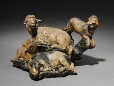 Figure from a Crèche: Group of Four Sheep, 1780-1830. Creator: Unknown