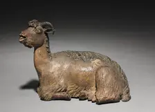 Figure from a Crèche: Sitting Ram, 1780-1830. Creator: Unknown