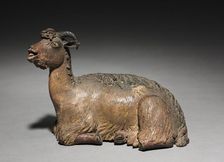 Figure from a Crèche: Sitting Ram, 1780-1830. Creator: Unknown