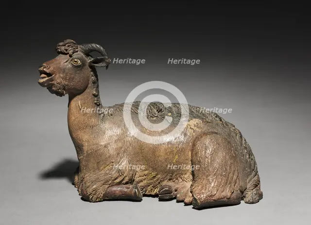 Figure from a Crèche: Sitting Ram, 1780-1830. Creator: Unknown.