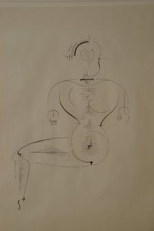 Figure from the Side: Figure H2 Seated, 1921. Creator: Schlemmer, Oskar (1888-1943)