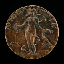 Figure Holding a Shield and Peacock [reverse], c. 1495. Creator: Unknown